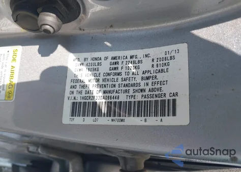 2013 Honda Accord Lx z USA, uszkodzony, nr VIN 1HGCR2F33DA096448
